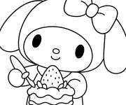 Coloriage My Melody d&eacute;core un g&acirc;teau