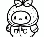 Coloriage My Melody d&eacute;guis&eacute; en fraise
