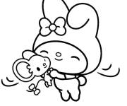 Coloriage et dessins gratuit My Melody en c&acirc;lin à imprimer