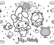 Coloriage My Melody en carte de v&oelig;ux