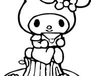 Coloriage My Melody en ouvrant la lettre d'amour