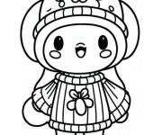 Coloriage My Melody en tenu d'hiver