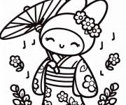 Coloriage My Melody en tenu japonais