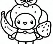 Coloriage My Melody et des fruits