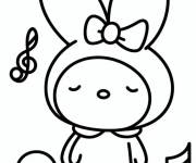 Coloriage My Melody et des notes de musique