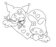 Coloriage My Melody et Kuroki en forme de Cupidon