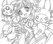 Coloriage My Melody et kuromi style anime