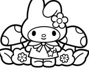 Coloriage My Melody et les Champignons