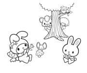 Coloriage et dessins gratuit My Melody et ses amis dans la foret à imprimer