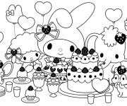 Coloriage My Melody et ses amis pendant la fete