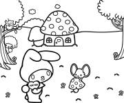 Coloriage My Melody et ses amis pour saint valentin