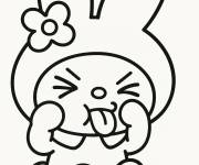 Coloriage My Melody fait une grimace dr&ocirc;le
