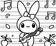 Coloriage My Melody jouant de la guitare