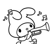 Coloriage My Melody jouant de la trompette