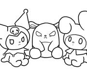 Coloriage My Melody, Kuromi et Bakou