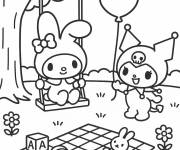 Coloriage My Melody profite de son temps avec Kuromi