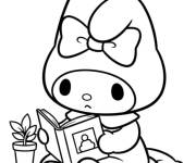 Coloriage My Melody qui aime la lecture