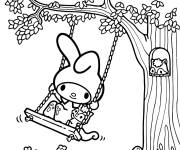 Coloriage My Melody se profite du beau jour