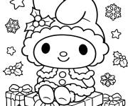 Coloriage My Melody sur des cadeaux de noel