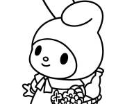 Coloriage My Melody tenant un panier
