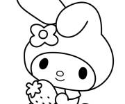 Coloriage My Melody tenant une fraise