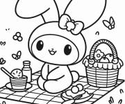 Coloriage My Melody toute seul en piquenique
