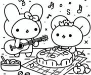 Coloriage Piquenique en musique