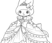 Coloriage Princesse My Melody en robe royale