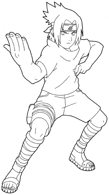 Coloriage Naruto Sasuke et le défi dessin gratuit à imprimer