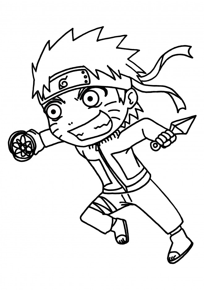 Coloriage Naruto Uzumaki drôle dessin gratuit à imprimer