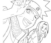 Coloriage Naruto Uzumaki et fille en couleur