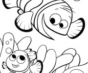 Coloriage Nemo joue avec son p&egrave;re