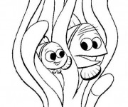 Coloriage Nemo joue cache cache avec son p&egrave;re