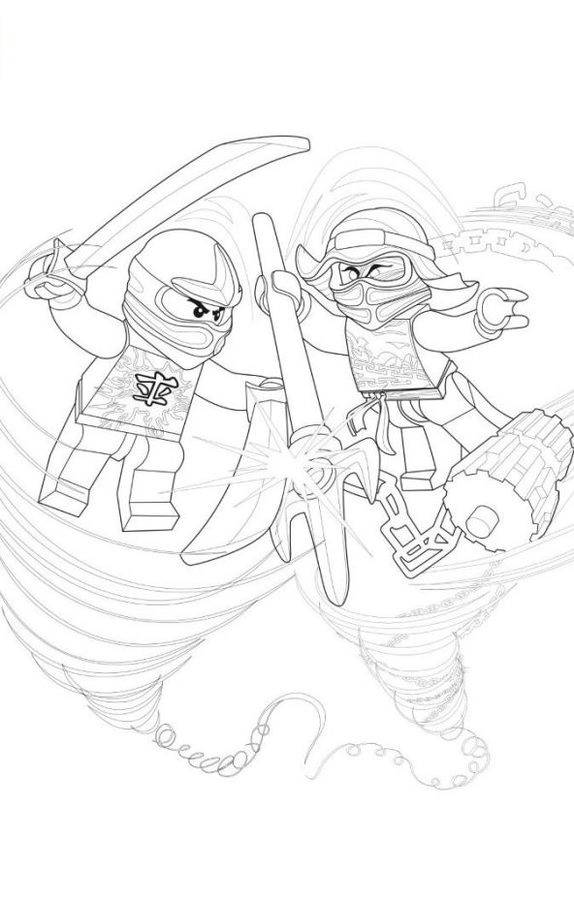 Coloriage et dessins gratuits Bataille finale de deux héros Ninjago à imprimer