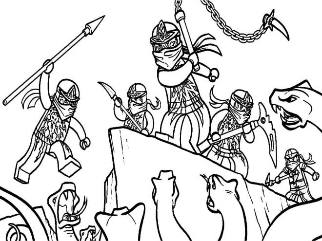 Coloriage et dessins gratuits Équipe de ninja contre les serpents à imprimer