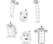 Coloriage et dessins gratuit Bloc de nombre de 5 &agrave; 10 simple à imprimer