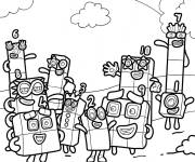 Coloriage Les blocs de nombres dans le champ dessin anim&eacute;