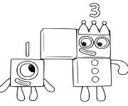 Coloriage et dessins gratuit Les personnages 1 et 3 ps de Numberblocks à imprimer