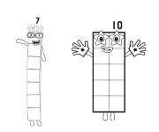 Coloriage et dessins gratuit Les personnages 7 et 10 de Numberblocks à imprimer