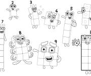 Coloriage Les personnages principaux de Numberblocks