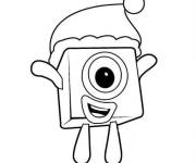 Coloriage et dessins gratuit Numberblocks 1 avec bonnet de Noel à imprimer