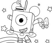 Coloriage Numberblocks 1 et arc en ciel