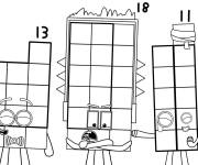 Coloriage Numberblocks 11, 13 et 18