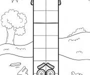 Coloriage Numberblocks 14 en portant une casque