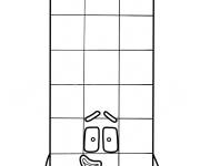 Coloriage Numberblocks 18 simple en noir et blanc