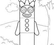 Coloriage Numberblocks 3 avec une couronne