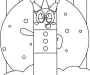Coloriage Numberblocks 3 dans les nuages