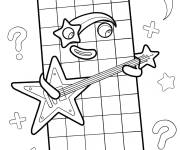 Coloriage Numberblocks 50 guitariste