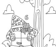 Coloriage Numberblocks 6 portant un chapeau de sorci&egrave;re