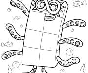 Coloriage Numberblocks 8 dans la mer